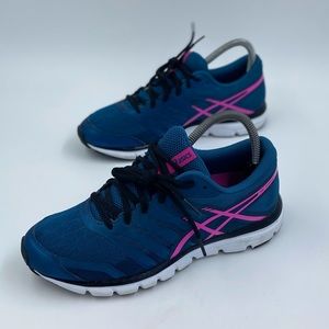 ASICS Women's Size 7.5 T5K8N Blue Pink Black GEL-Zaraca 4 Running Lace Up Shoes